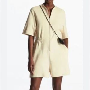 COS Cream Cotton Zip Up playsuit